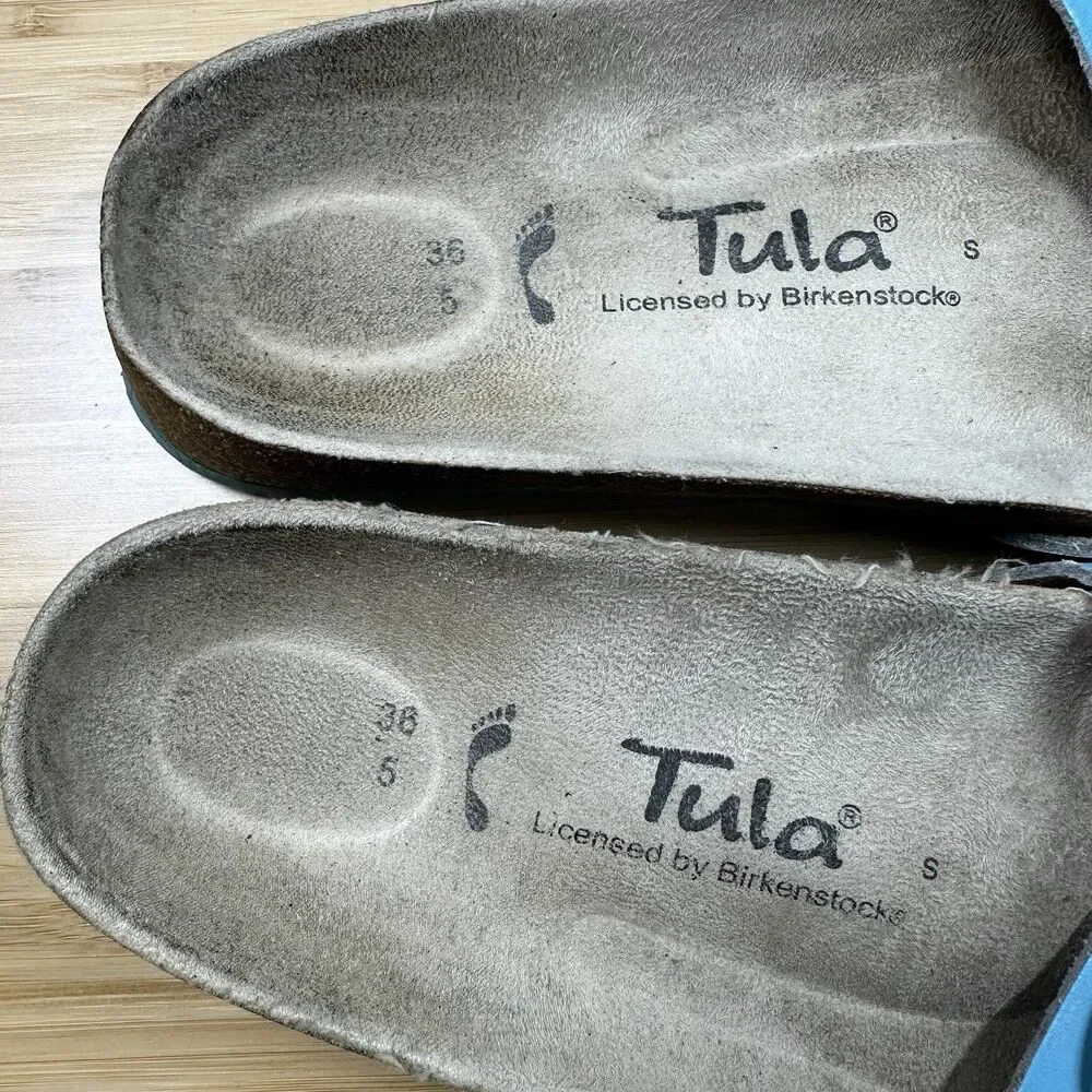 Tula Madrid By Birkenstock Sandals Size 36 Women Turquoise Leather Buckle Slide